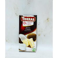 Шоколад білий Torras з кокосом без цукру 75 гр